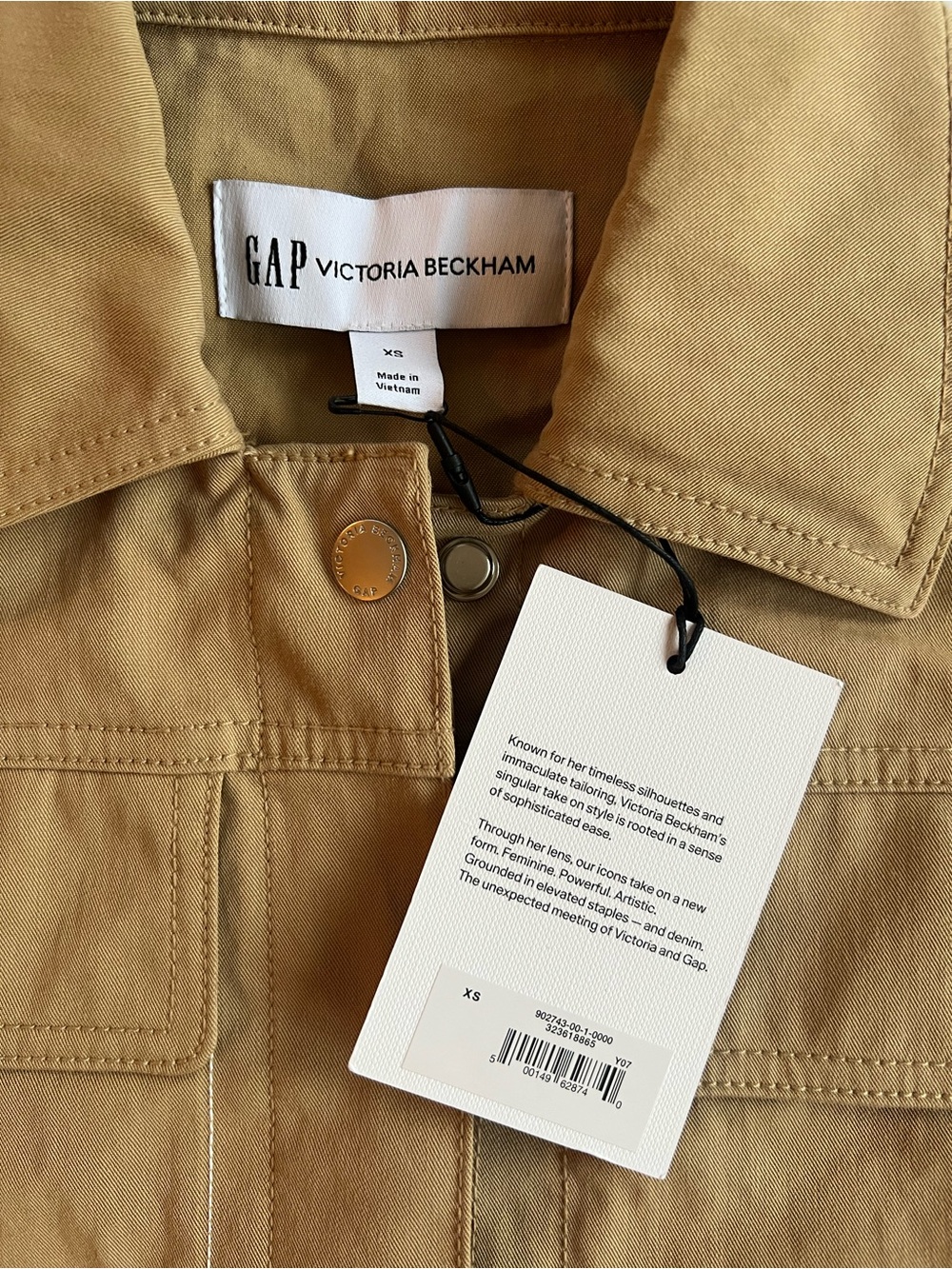 Gap x Victoria Beckham - Mini Mac Dress - Short-Sleeve Tie-Waist - Khaki (XS) - Picture 4 of 5